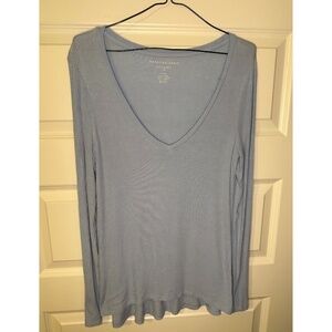 American Eagle Baby Blue Long Sleeve Top